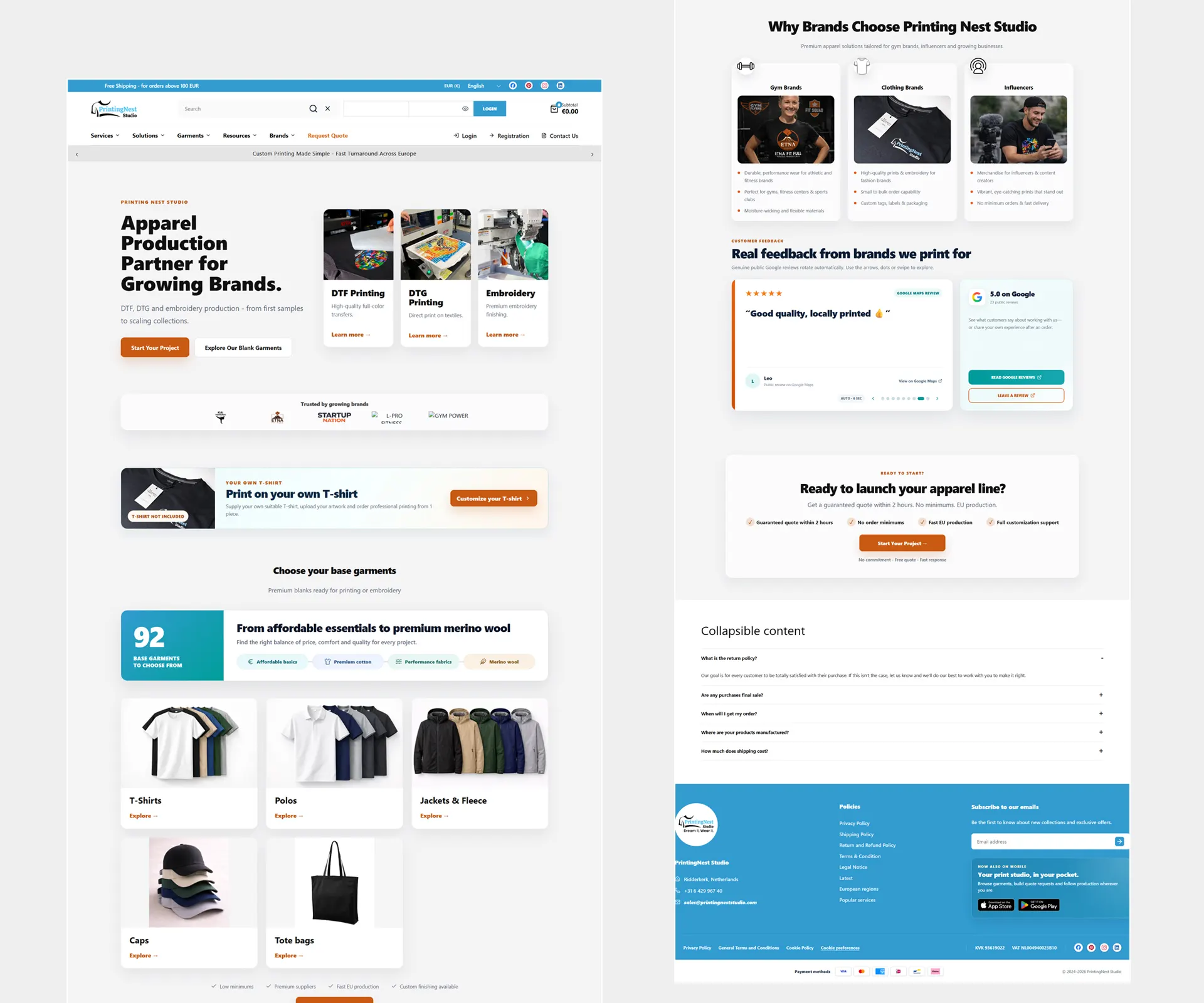 PNS | Custom Apparel & Printing Website Design