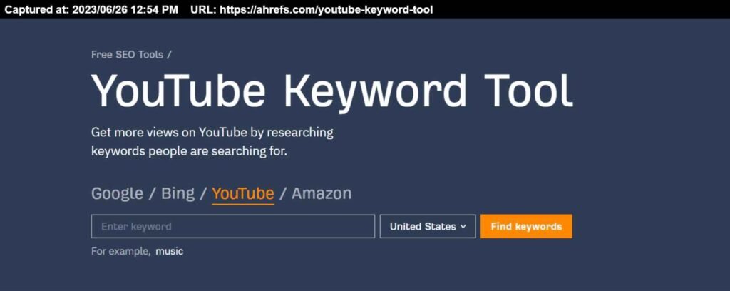 Youtube free keyword Research tool