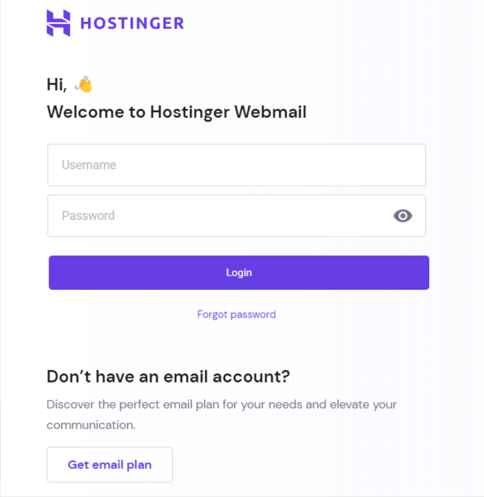 hostinger email login panel